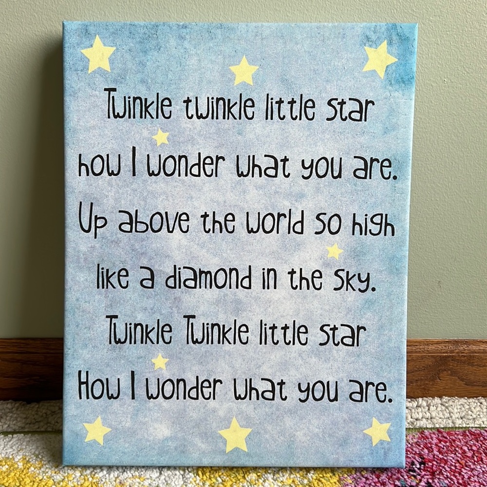 Twinkle, Twinkle Canvas Wall Art Decor.  14”H x 11”W.